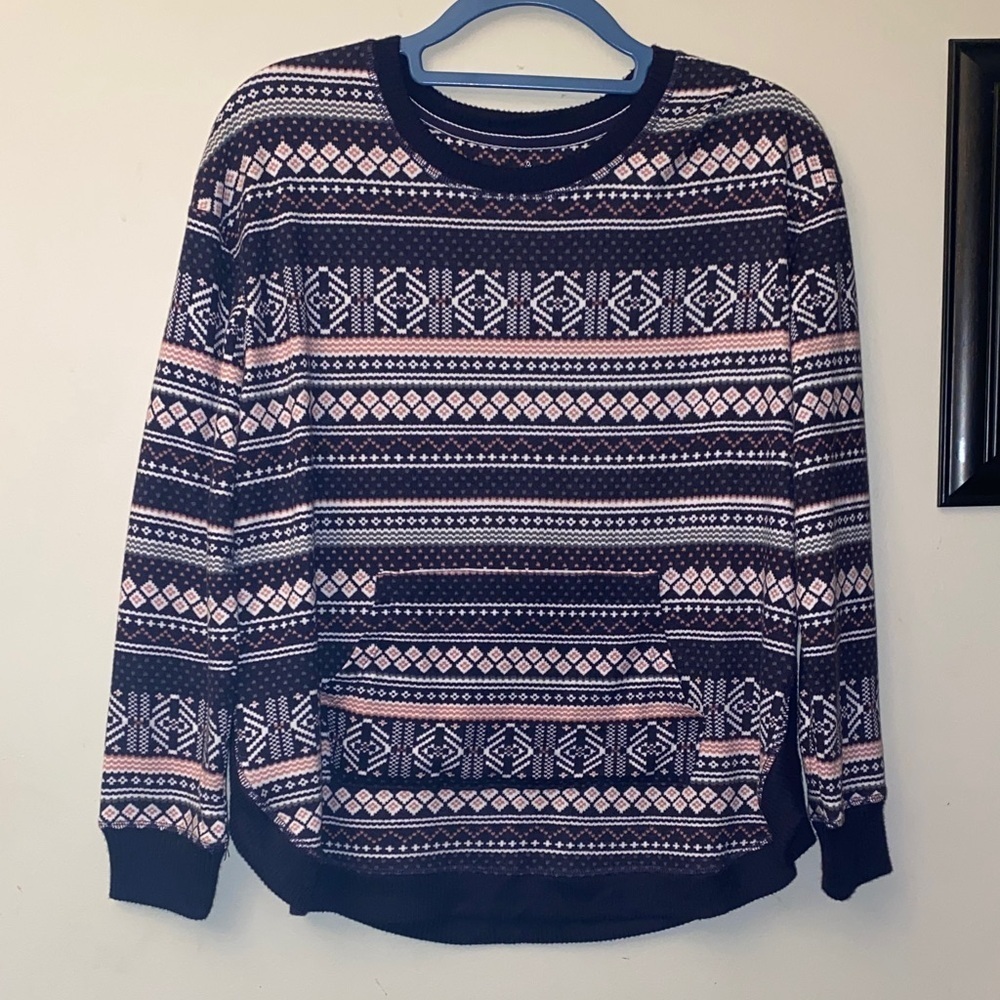 Cuddl Duds Navy and Pink Patterned Sweater 🆕